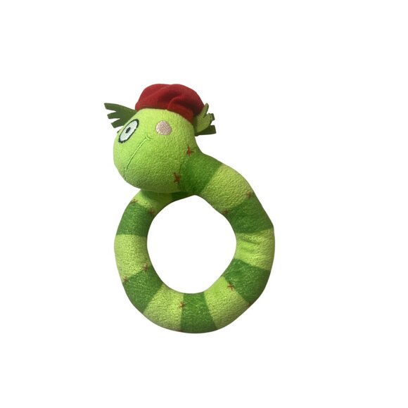 Vintage 2002 Ikea Green Worm Rattle Red Hat Infant Toy Torva Grap Retired 6" - Picture 1 of 3